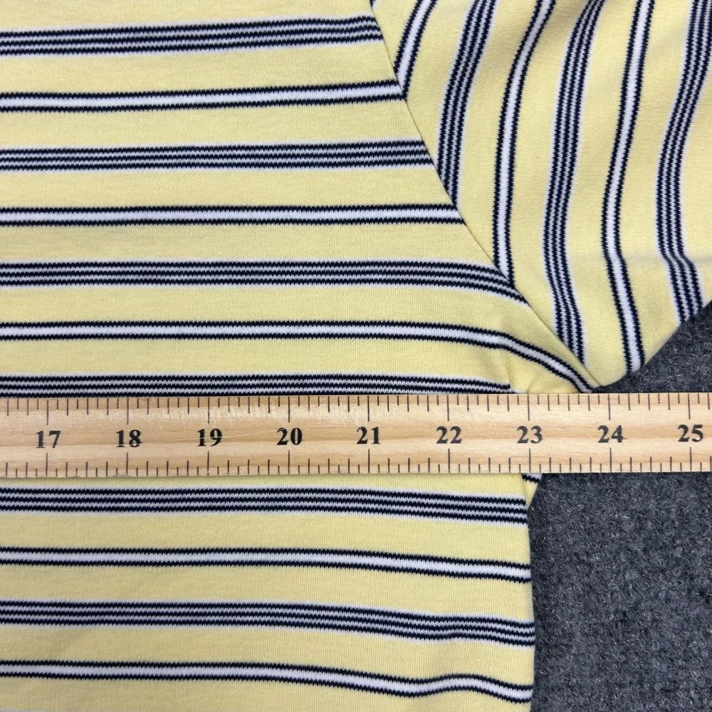 Polo Ralph Lauren Polo Shirt Mens L Yellow Blue Striped Preppy Golf Short Sleeve